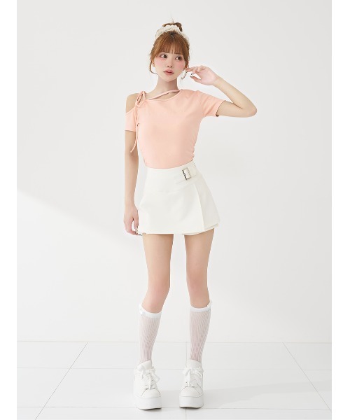 スカート サイドベルトキュロットミニスカートの画像