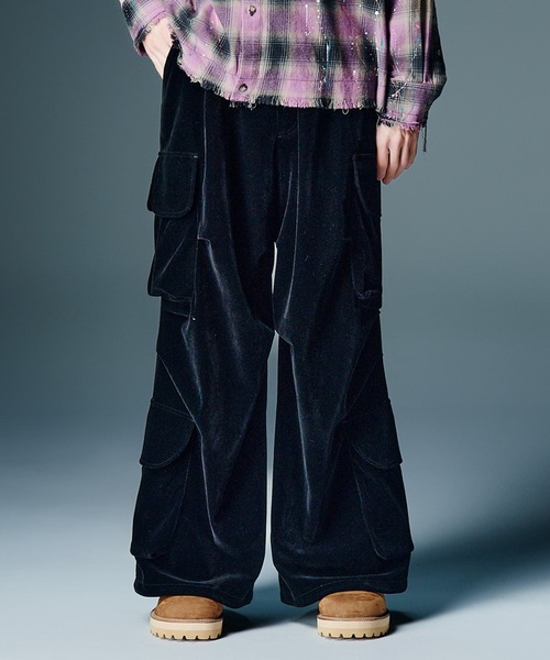 glamb（グラム） パンツ Velour Cargo Baggy Pants / ベロアカーゴ