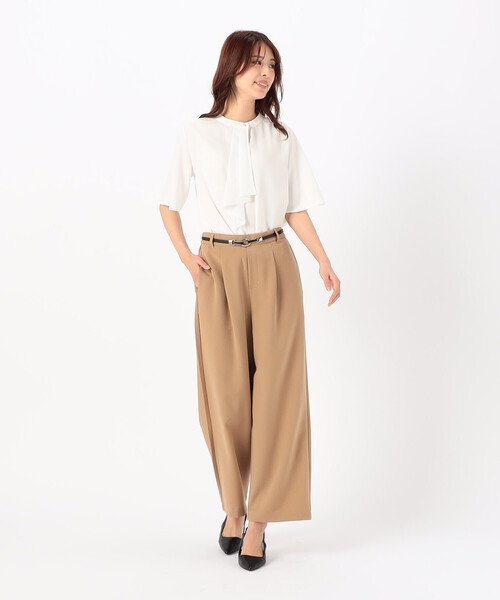 「COMME CA ISM」 半袖ブラウス LARGE ベージュ レディース_画像3