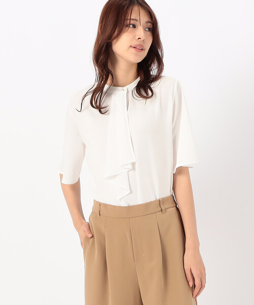 「COMME CA ISM」 半袖ブラウス LARGE ベージュ レディース_画像5