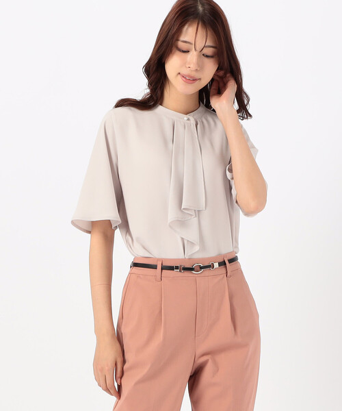 「COMME CA ISM」 半袖ブラウス LARGE ベージュ レディース_画像9