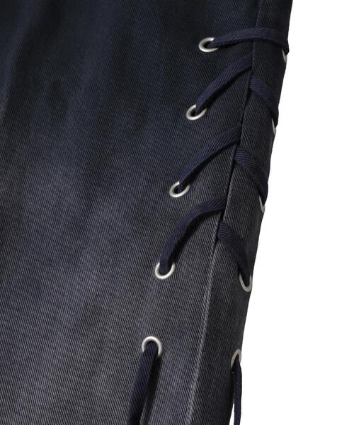 ジーンズ デニム デニムパンツ FADE COLOR LACE-UP PANTS レディース メンズの画像