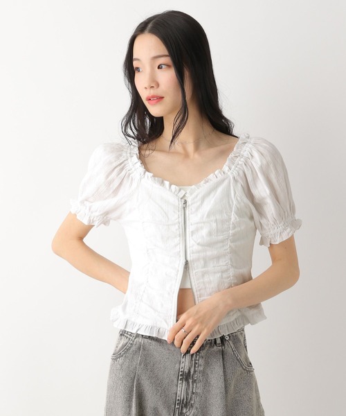 「Heather」 半袖ブラウス FREE レッド レディース_画像7