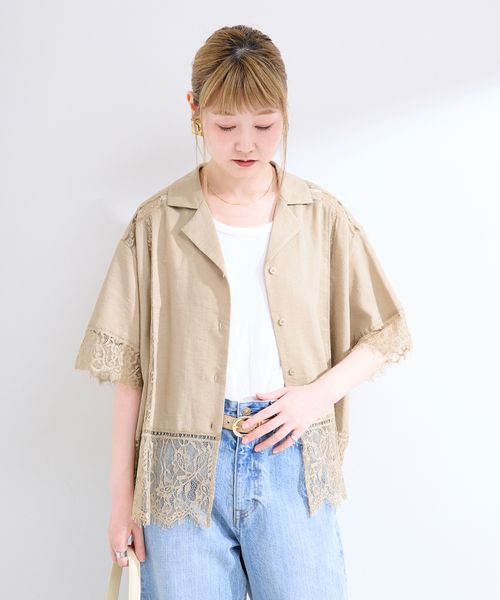 B.C STOCK（ベーセーストック） ブラウス シャツ 半袖 手洗い可