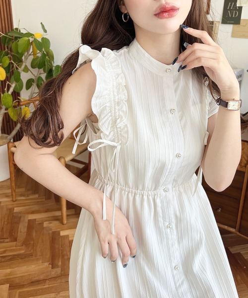 「moment+」 ノースリーブワンピース M ネイビー レディース_画像6