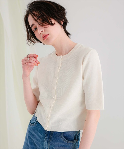 「titivate」 ニットカーディガン L ネイビー レディース_画像5