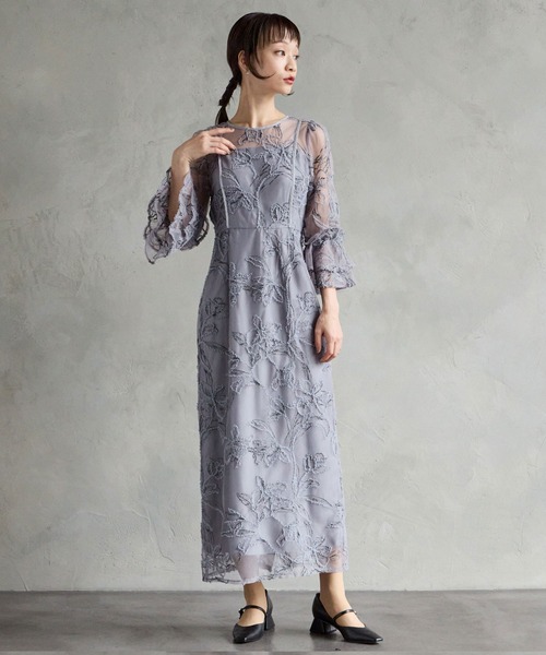 「AIMER」 7分袖ワンピース SMALL グレー レディース_画像2