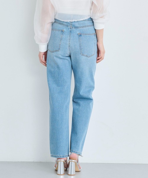 【週末限定価格】 jeansハイライズルーズ　ストレートデニム　夏 ジーンズ デニム デニムパンツ 「程よいルーズ感と履き心地に