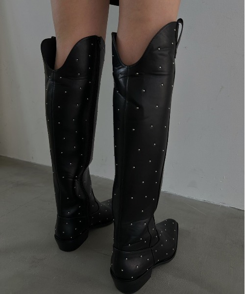 Ameri（アメリ） ブーツ WESTERN STUDS LONG BOOTS レディース