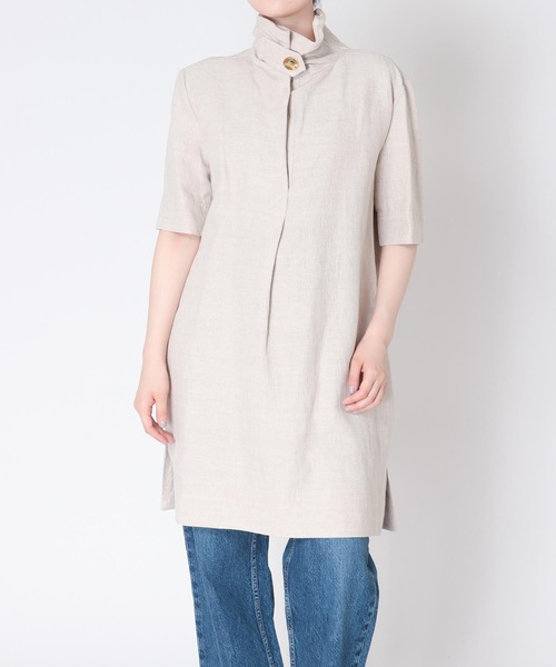 tシャツ BY MALENE BIRGER / GUSTAVSSON(リネンハーフスリーブチュニックワンピース) レディース