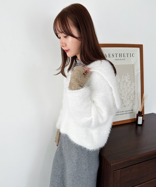 CLEA ニット セーター セーラーカラーシャギーニット