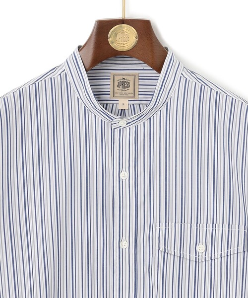 J.PRESS（J.プレス） シャツ ポプリンマルチストライプ バンドカラー