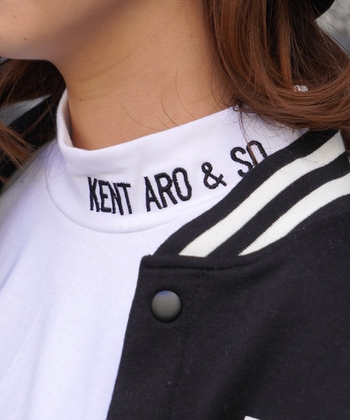 ロゴ刺繍入りモックネックロンT tシャツ 「unisex」ロゴ刺繍 モックネック ロンTee / Logo