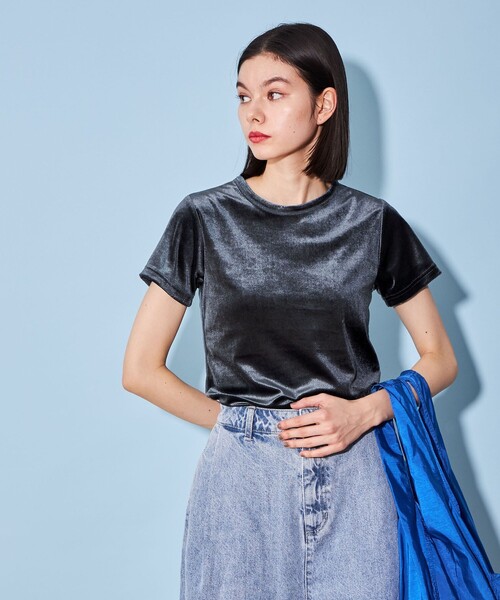 ブラウス シャツ ベロアTEEブラウス レディース CITEN tシャツ 「CITEN」ベロア コンパクト Tシャツ レディース