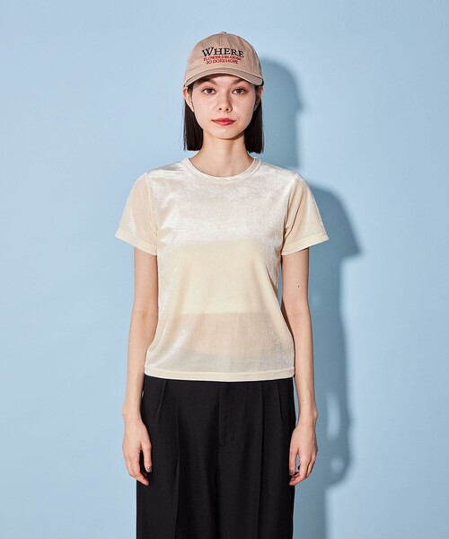 CITEN tシャツ 「CITEN」ベロア コンパクト Tシャツ レディース