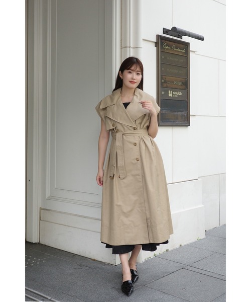 Her lip to トレンチコート コート Sleeveless Twill Trench