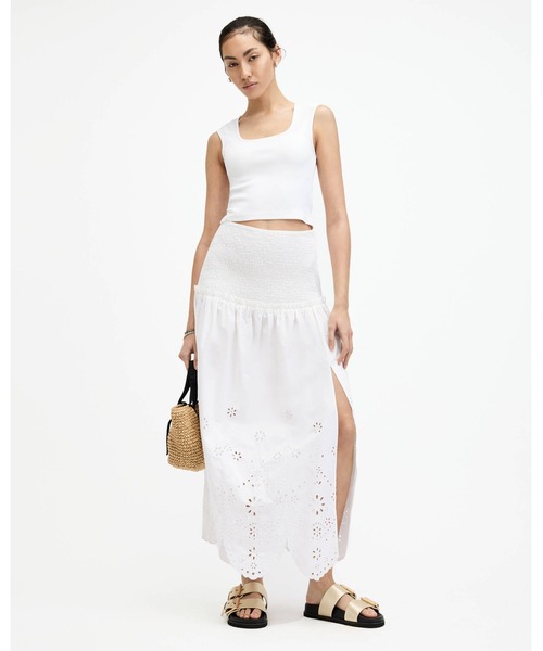 メッシュタトゥー・ミディスカート ALLSAINTS スカート ALEX EMBROIDERED BRODERIE MIDI SKIRT