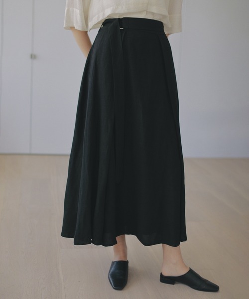MANOF（マノフ） スカート BELTED TUCK FLARE SKIRT : ZOZOTOWN Yahoo