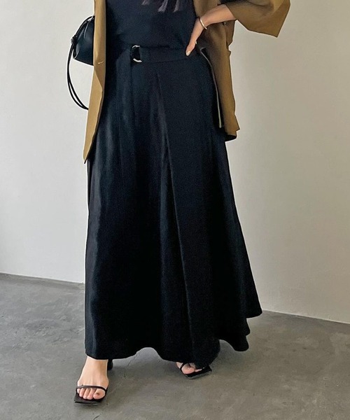 MANOF（マノフ） スカート BELTED TUCK FLARE SKIRT : ZOZOTOWN Yahoo