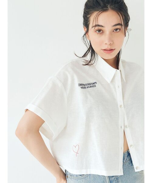 Ungrid（アングリッド） ブラウス シャツ 刺繍ハーフスリーブシャツ