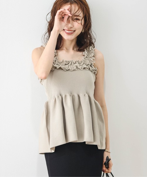 極美品✨近年✨エムズグレイシー ペプラム ウエストリボンニット フリル ベージュ M'S GRACY 2023 Spring Collection | msgracy