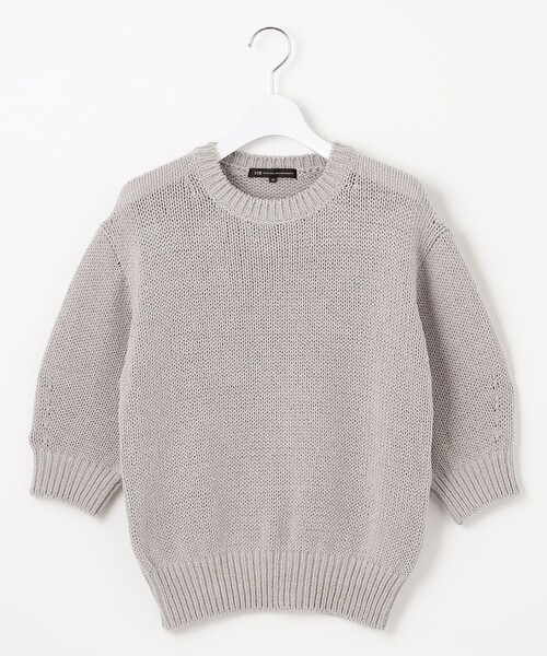 24AW 23区【洗える】ルレックスバルキーラメニット クルーネック 五分袖 M 洗える】ルレックスバルキー ラメニット / 23区 | ファッション