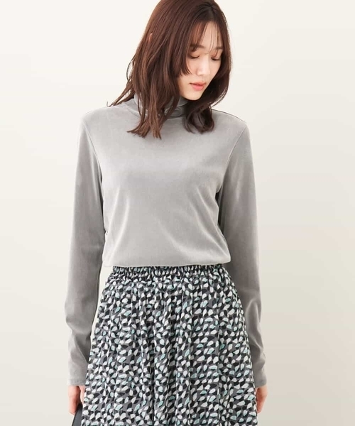 tシャツ 2024AW/チュールフロッキーシアーハイネックカットソー/洗える レディース