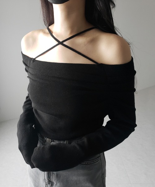 ニット/セーター AmeriVINTAGE / SHOULDER STRAP KNIT Ameri（アメリ）の「TURN OVER KNIT CARDIGAN（ニット/セーター）」 - WEAR