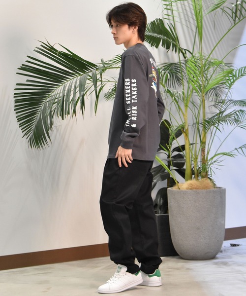 【美品】 ソルブレ　Sal-u-Bre ファイヤーパターン 長袖Tシャツ 古着 GOOD SPORTS ドクロ柄 スカル柄 ファイヤーパターン ロング