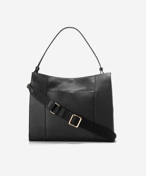 COLE HAAN ブラック ショルダーバッグ Cole Haan ブラックレザーショルダーバッグ - メルカリ