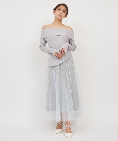 ROYAL PARTY ワンピース オフショルニットドッキングシアー