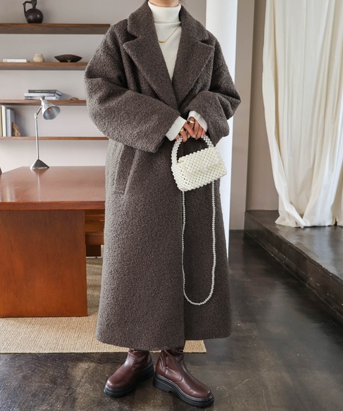 「andme」 チェスターコート L モカ レディース_画像9