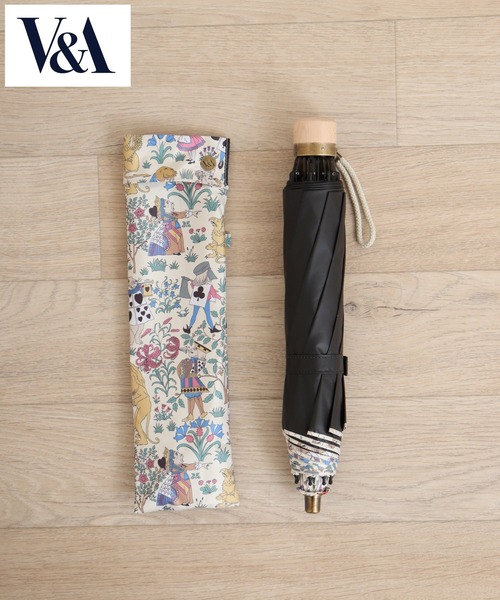 V＆A☆不思議の国のアリス☆晴雨兼用折りたたみ傘グリーン新品 FUNALIVE 折りたたみ傘 V＆A晴雨兼用一級遮光アリス柄深張り2段