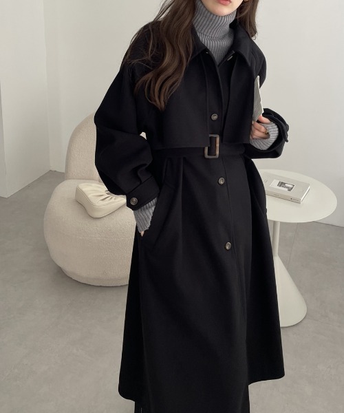 andme（アンドミー） 「alma design」ステンカラーコート L ブラック