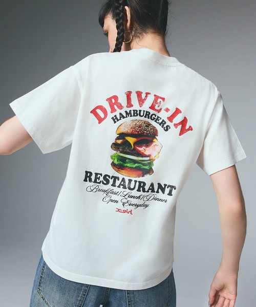 国内配送★X-girl★HAMBURGER DISTRESSED S/S TEE 2色 X-girl｜HAMBURGER DISTRESSED S/S TEE X-girl | Rakuten