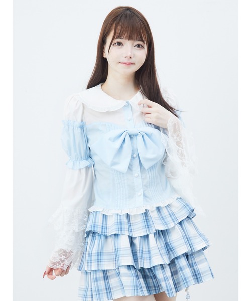 ブラウス シャツ BIGリボン姫袖ブラウス レディース