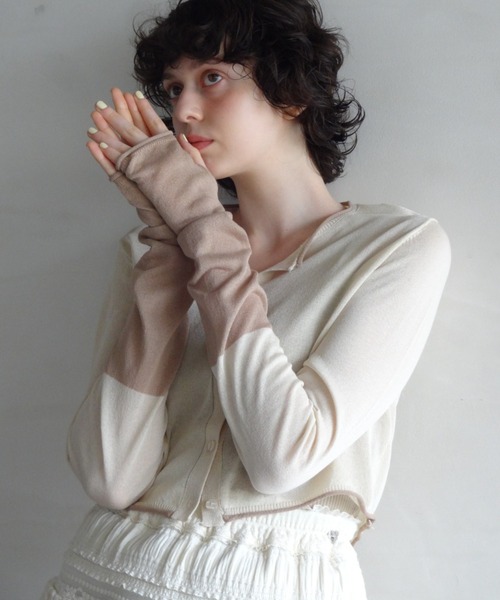 カーディガン bicolor sheer knit cardigan／バイカラーシアーカーディガン レディース