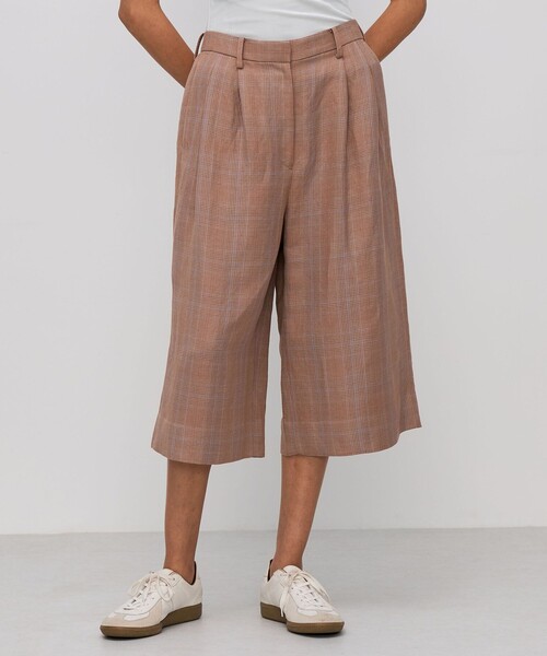 BACCA（バッカ） パンツ レーヨンリネン グレンチェックハーフパンツ