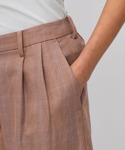 BACCA（バッカ） パンツ レーヨンリネン グレンチェックハーフパンツ