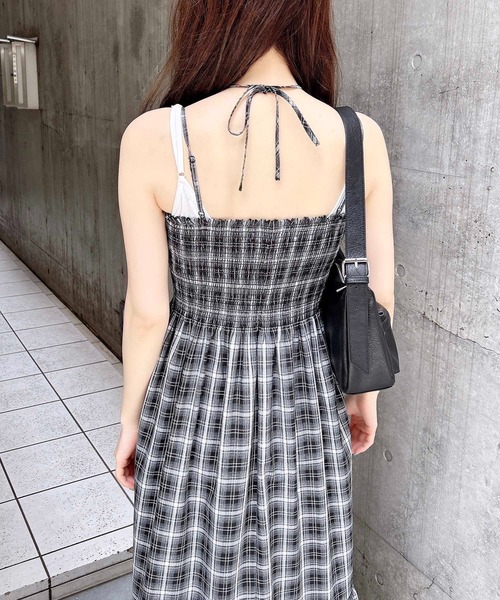 INGNI ワンピース ホルターネックチェック柄シャーリング