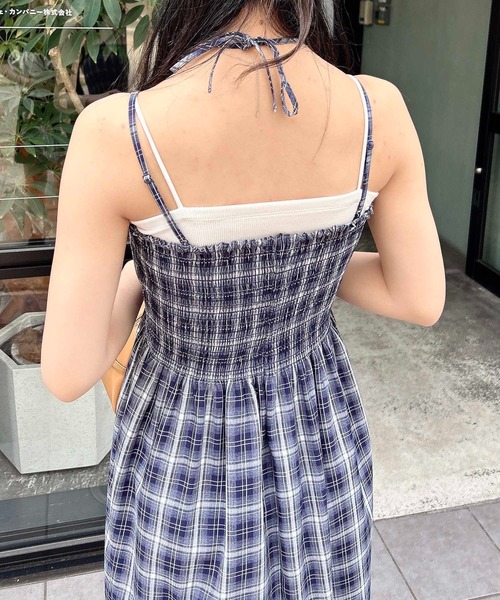 INGNI ワンピース ホルターネックチェック柄シャーリング