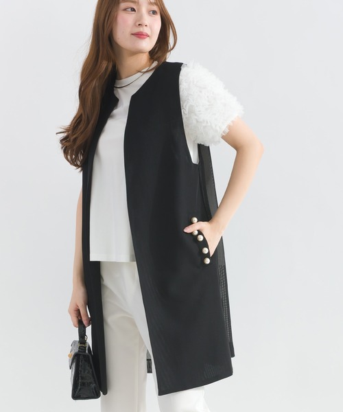 PICCIN - PICCIN PEARL ♡ ポケットパールジレ　ロングベスト　ロングジレ PICCIN PERLA ベスト ジレ ポケットパールメッシュロングジレ