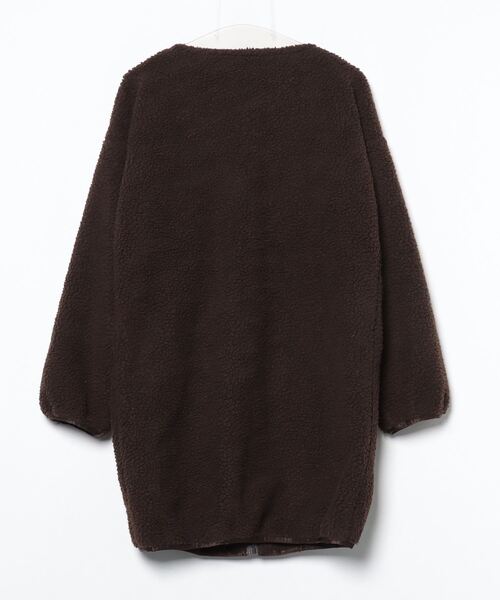 「JUNOAH」 ノーカラーコート MEDIUM ダークブラウン レディース_画像2