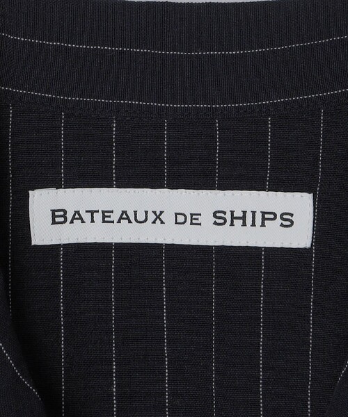 SHIPS シャツ BATEAUX DE SHIPS: ウール リネン ストライプ
