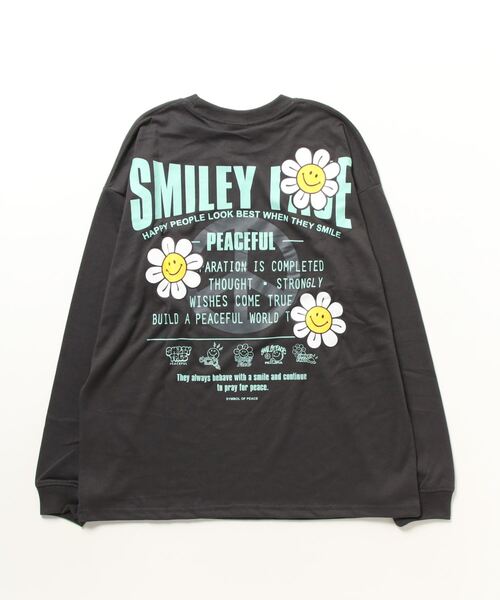 「SMILEY FACE」 長袖Tシャツ M ネイビー メンズ