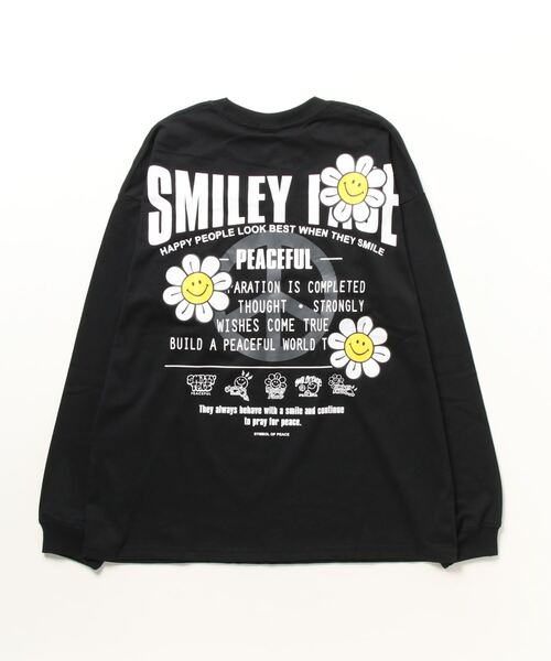 「SMILEY FACE」 長袖Tシャツ M ネイビー メンズ