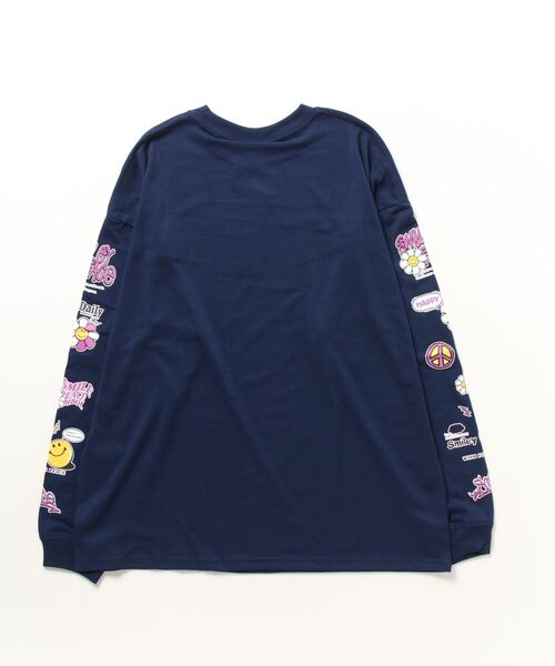 「SMILEY FACE」 長袖Tシャツ M ネイビー メンズ