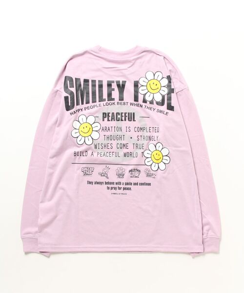 「SMILEY FACE」 長袖Tシャツ M ネイビー メンズ