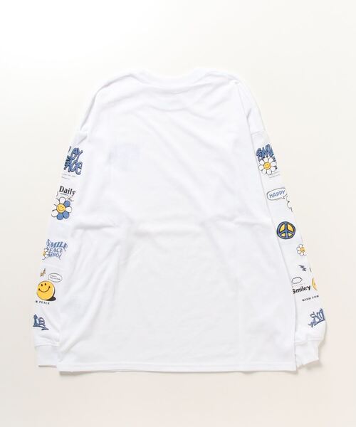 「SMILEY FACE」 長袖Tシャツ M ネイビー メンズ