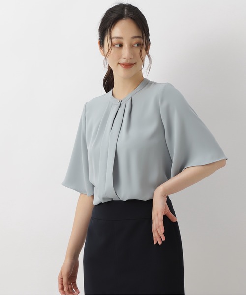 「NATURAL BEAUTY BASIC」 半袖ブラウス MEDIUM ライトグリーン レディース